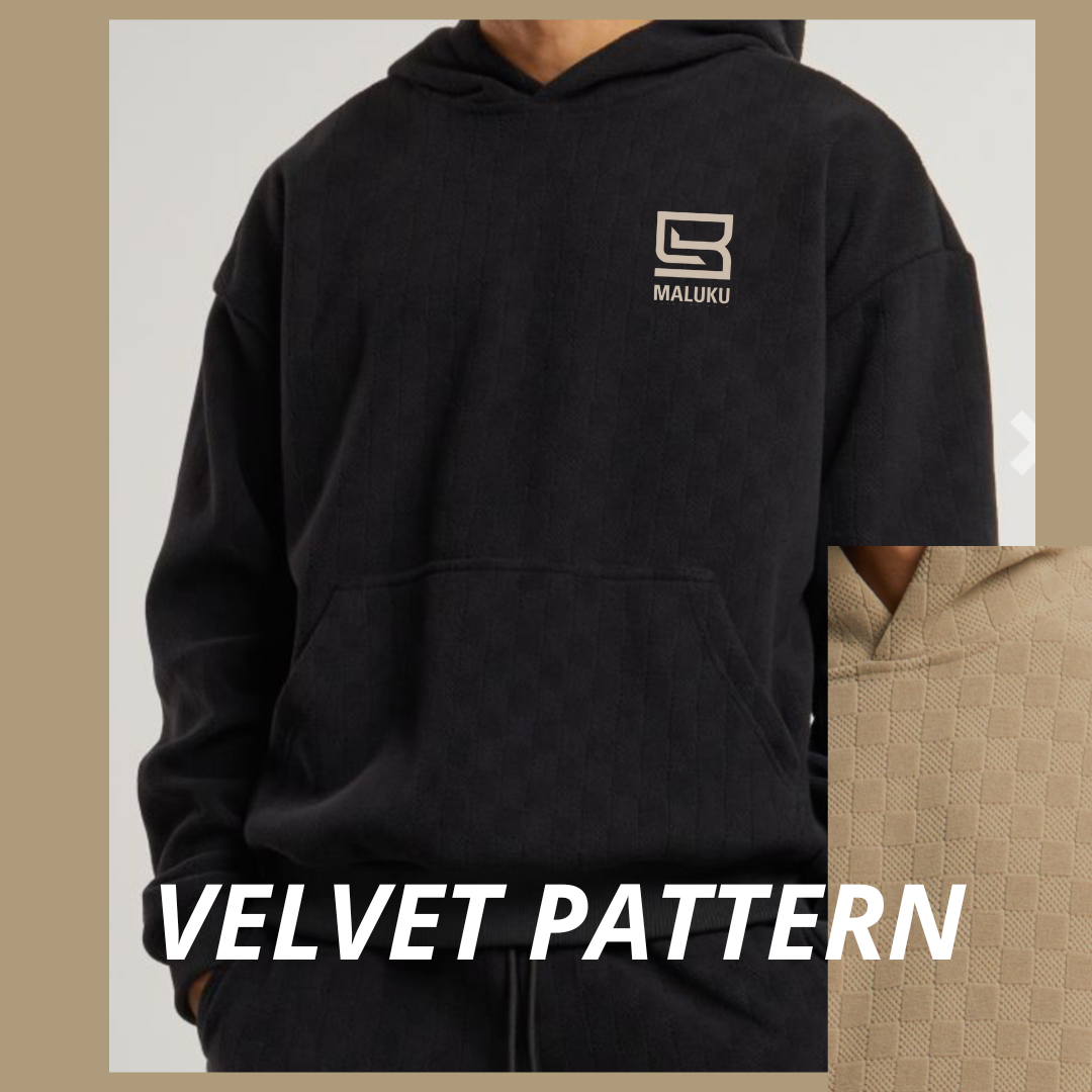 VELVET BLOKJESPATROON IN STOF HOODIE