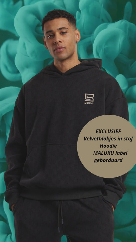 VELVET BLOKJESPATROON IN STOF HOODIE